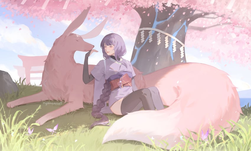 raiden shogun and yae miko (genshin impact) drawn by nyoomcat