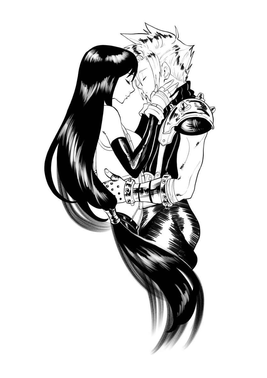 tifa lockhart and cloud strife (final fantasy and 1 more) drawn by aarokira