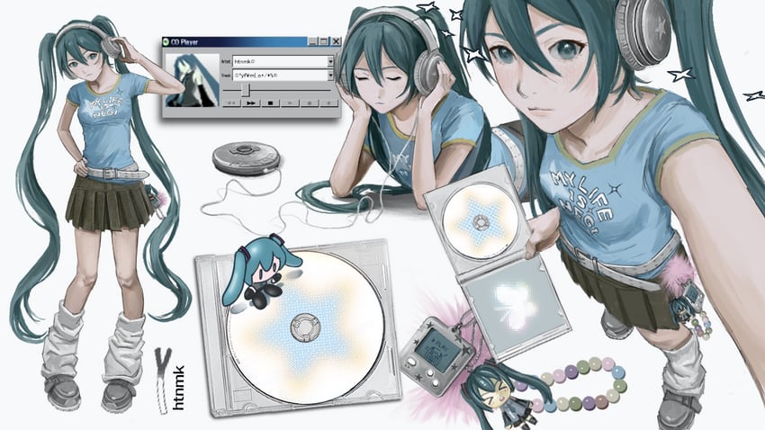 hatsune miku (vocaloid and 3 more) drawn by wod
