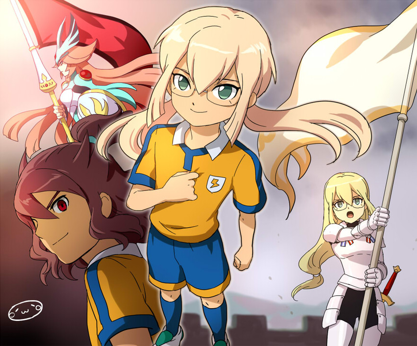 kirino ranmaru, shindou takuto, jeanne d'arc, and senkishi brunnhilde (inazuma eleven and 2 more) drawn by mizuhara_aki