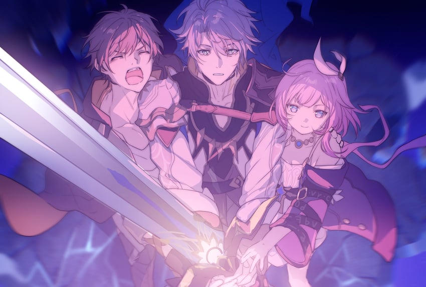 trailblazer, caelus, phainon, and cyrene (honkai and 1 more) drawn by zassyoku_dd