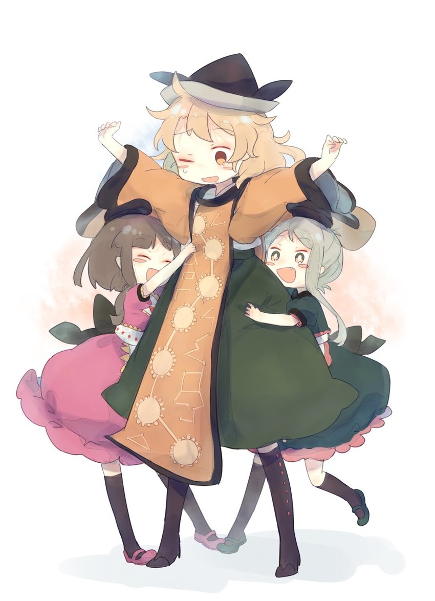 matara okina, nishida satono, and teireida mai (touhou) drawn by ashiyu_(ashu-ashu)