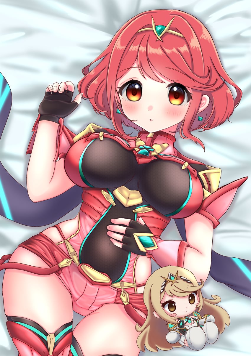 pyra and mythra (xenoblade chronicles and 1 more) drawn by hnrd7232