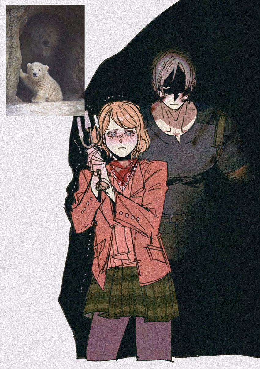 leon s. kennedy and ashley graham (resident evil and 1 more) drawn by nul