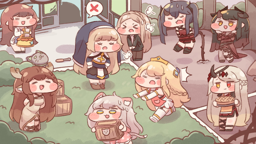 kommy, erpin, ner, diana, amelia, and 4 more (trickcal) drawn by diyap