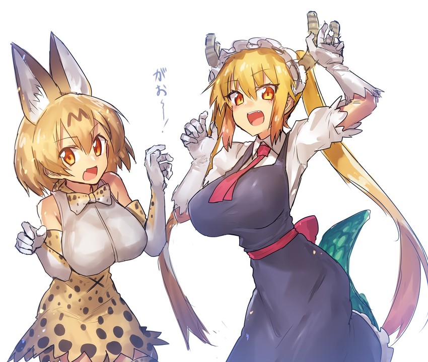 serval and tohru (kemono friends and 1 more) drawn by melon22