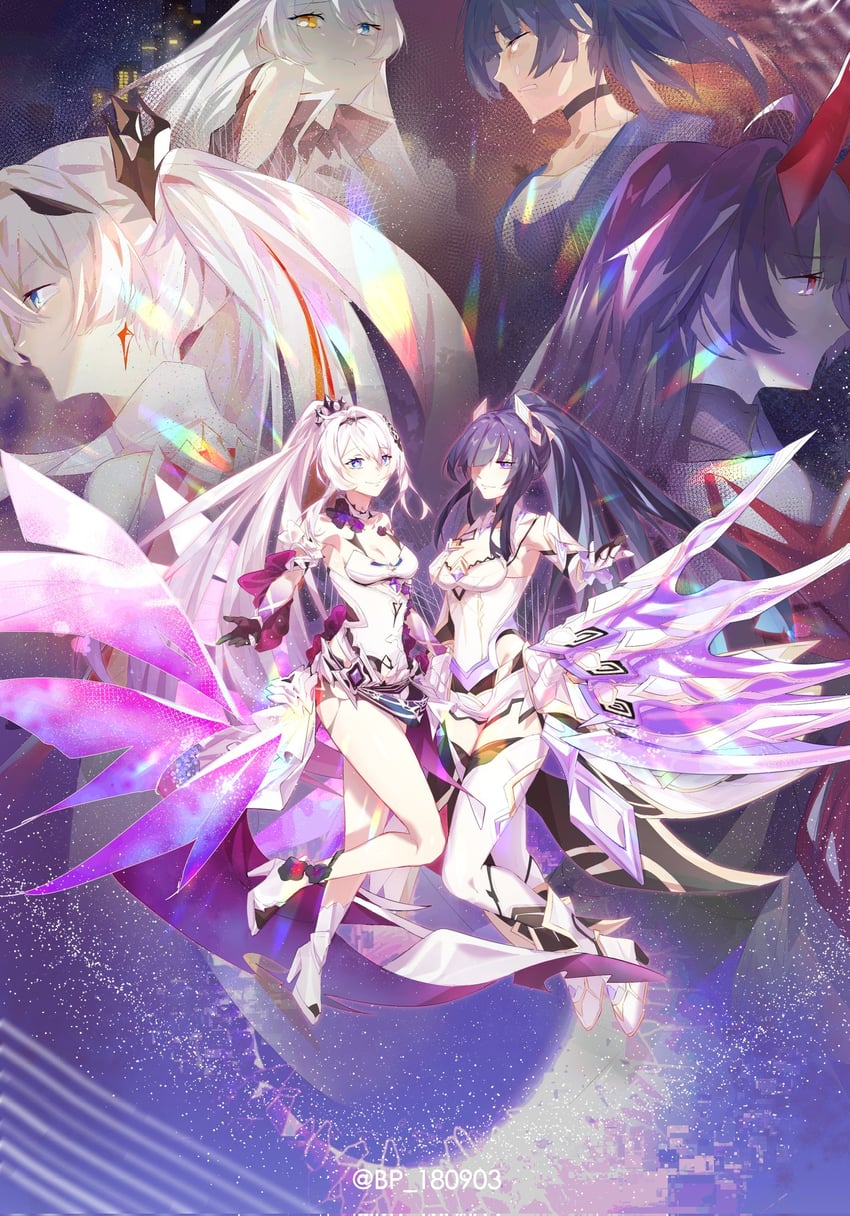 kiana kaslana and raiden mei (honkai and 1 more) drawn by 12_bp1212