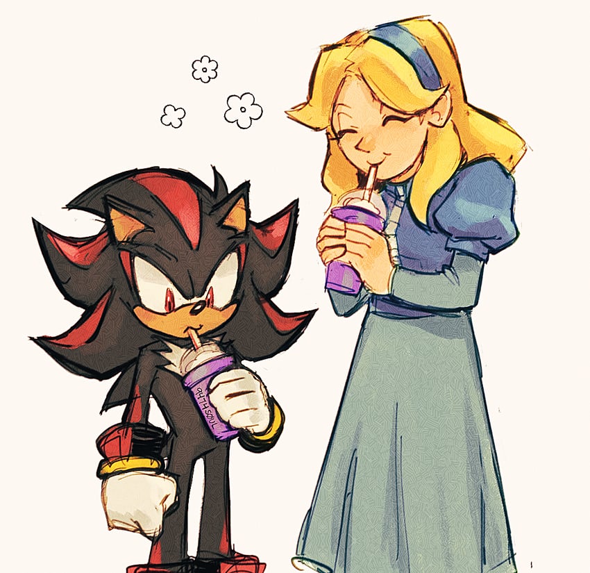 shadow the hedgehog and maria robotnik (sonic) drawn by 9474s0ul