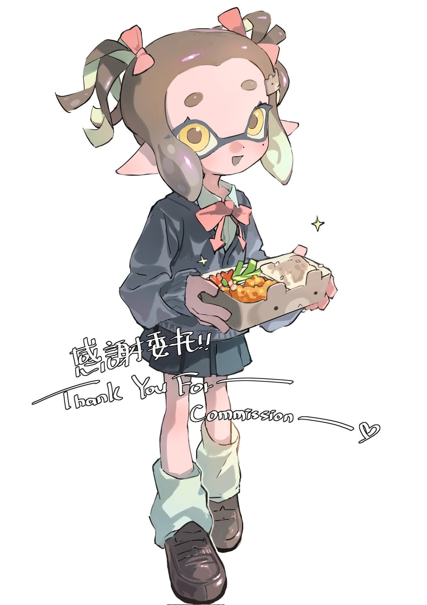 inkling player character and inkling girl (splatoon) drawn by p-pepper