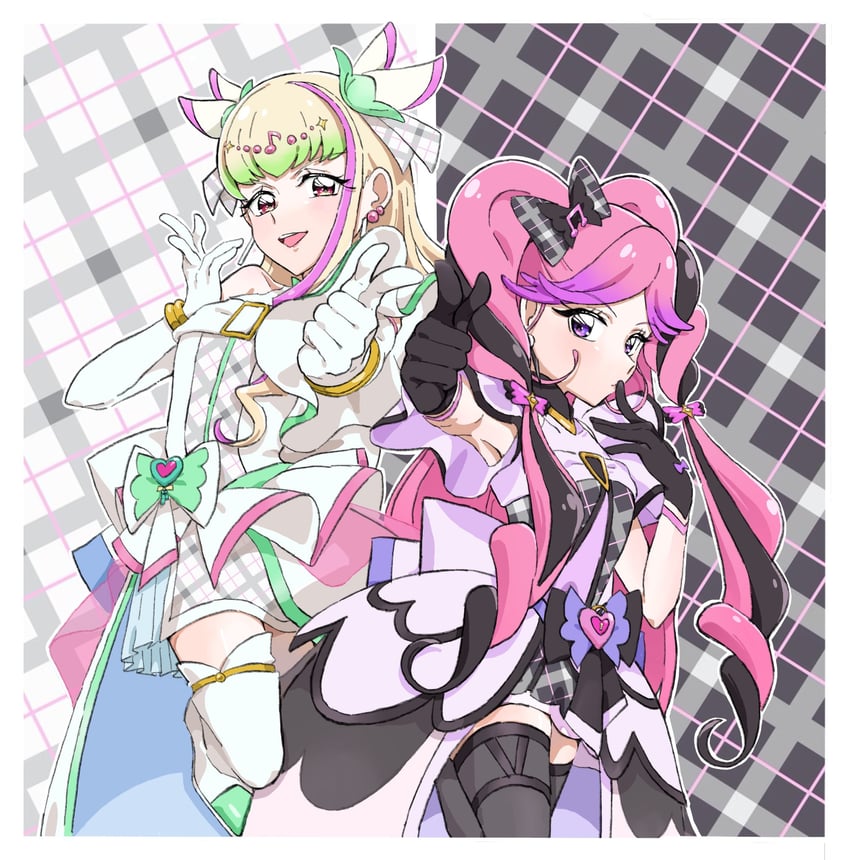 cure zukyuun, cure kiss, purirun, and meroron (precure and 1 more) drawn by bibimaru_1101