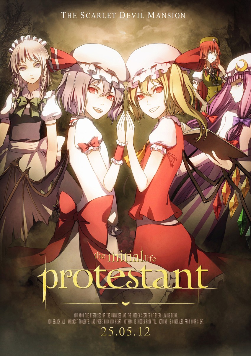 remilia scarlet, flandre scarlet, izayoi sakuya, patchouli knowledge, and hong meiling (touhou) drawn by zuoyou
