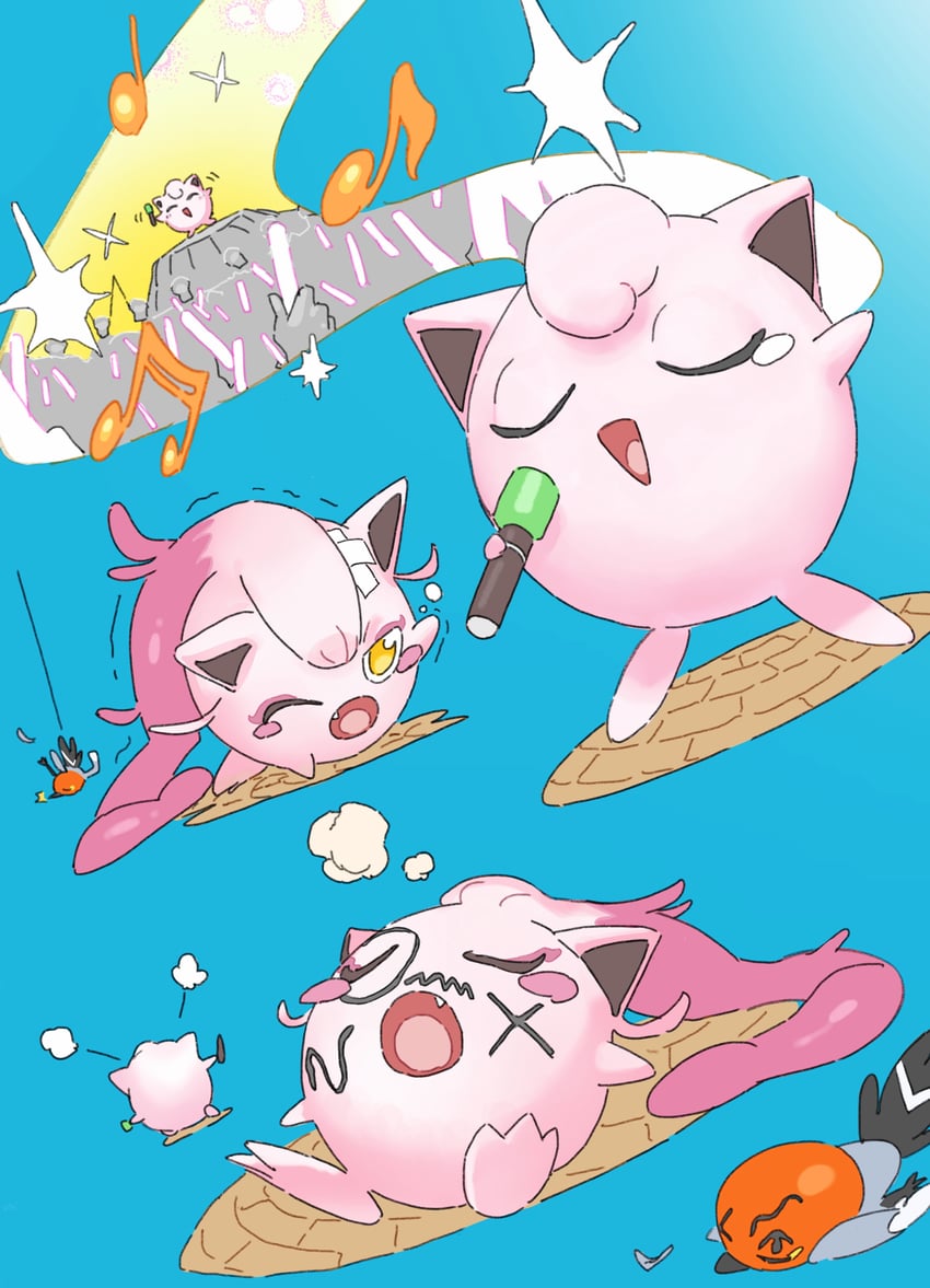 jigglypuff, fletchling, and scream tail (pokemon) drawn by himuro_yukichiko