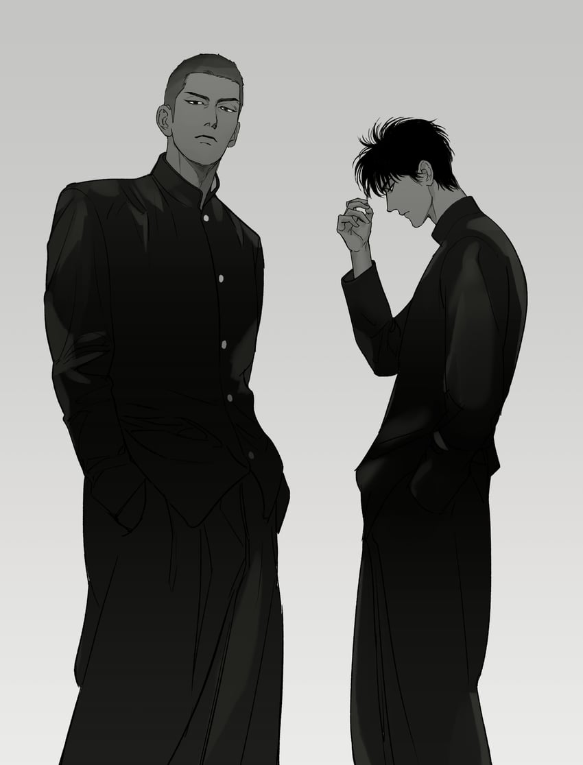 sakuragi hanamichi and rukawa kaede (slam dunk) drawn by mukur_sd