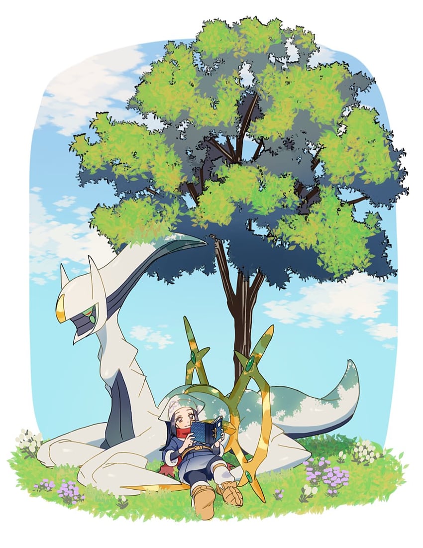akari and arceus (pokemon and 1 more) drawn by p0ke_a0210