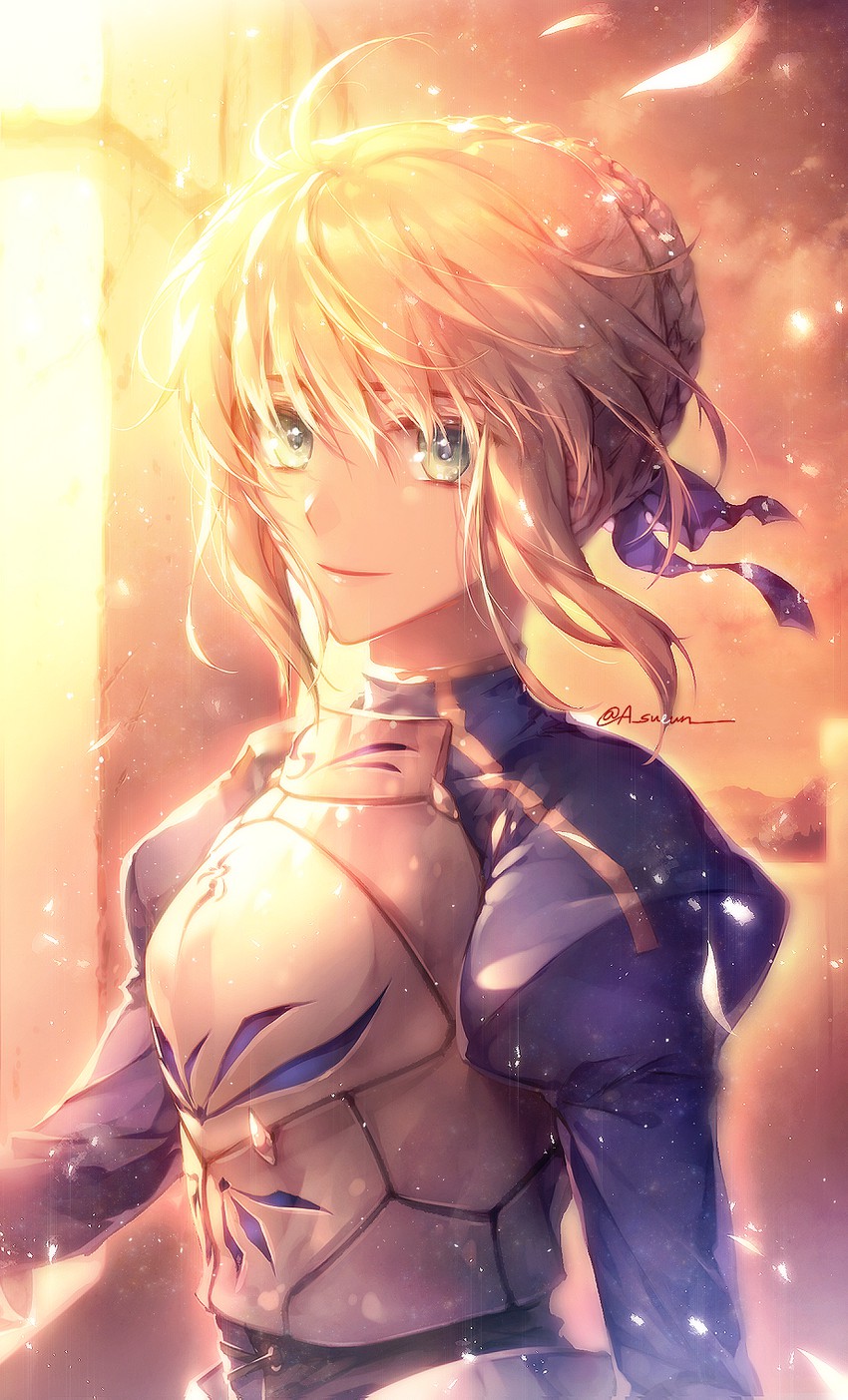 artoria pendragon and saber (fate and 2 more) drawn by h_sueun