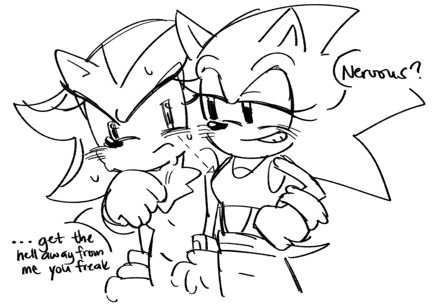 sonic the hedgehog and shadow the hedgehog (sonic) drawn by fishsoof