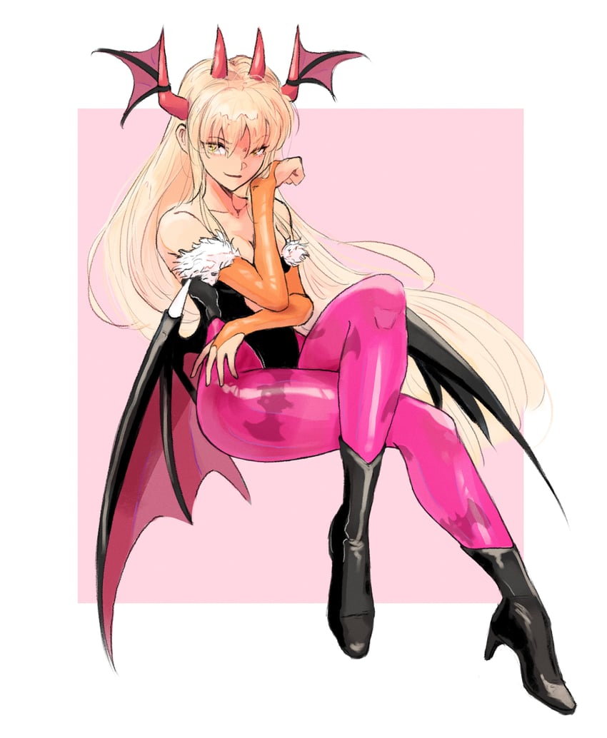 morrigan aensland and power (chainsaw man and 1 more) drawn by neas57