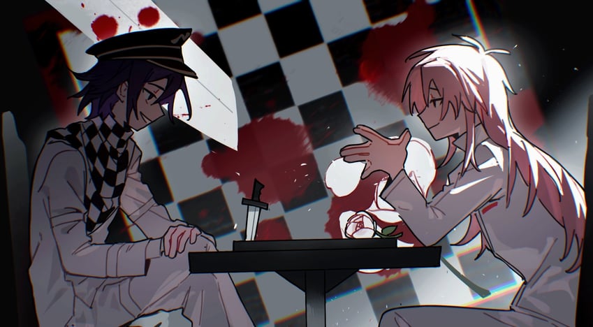 oma kokichi and hatsutori hajime (danganronpa and 2 more) drawn by dopamine