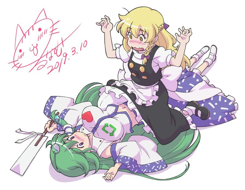 kirisame marisa and kochiya sanae (touhou and 1 more) drawn by lunamoon