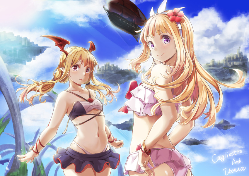cagliostro and vampy (granblue fantasy and 1 more) drawn by funyariko