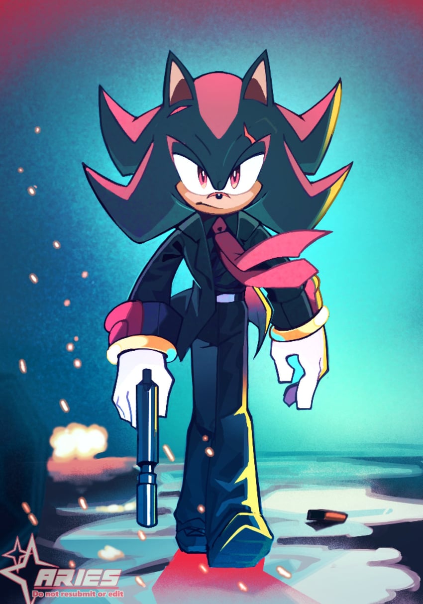 shadow the hedgehog, john wick, and keanu reeves (sonic and 2 more) drawn by k0smic_aries
