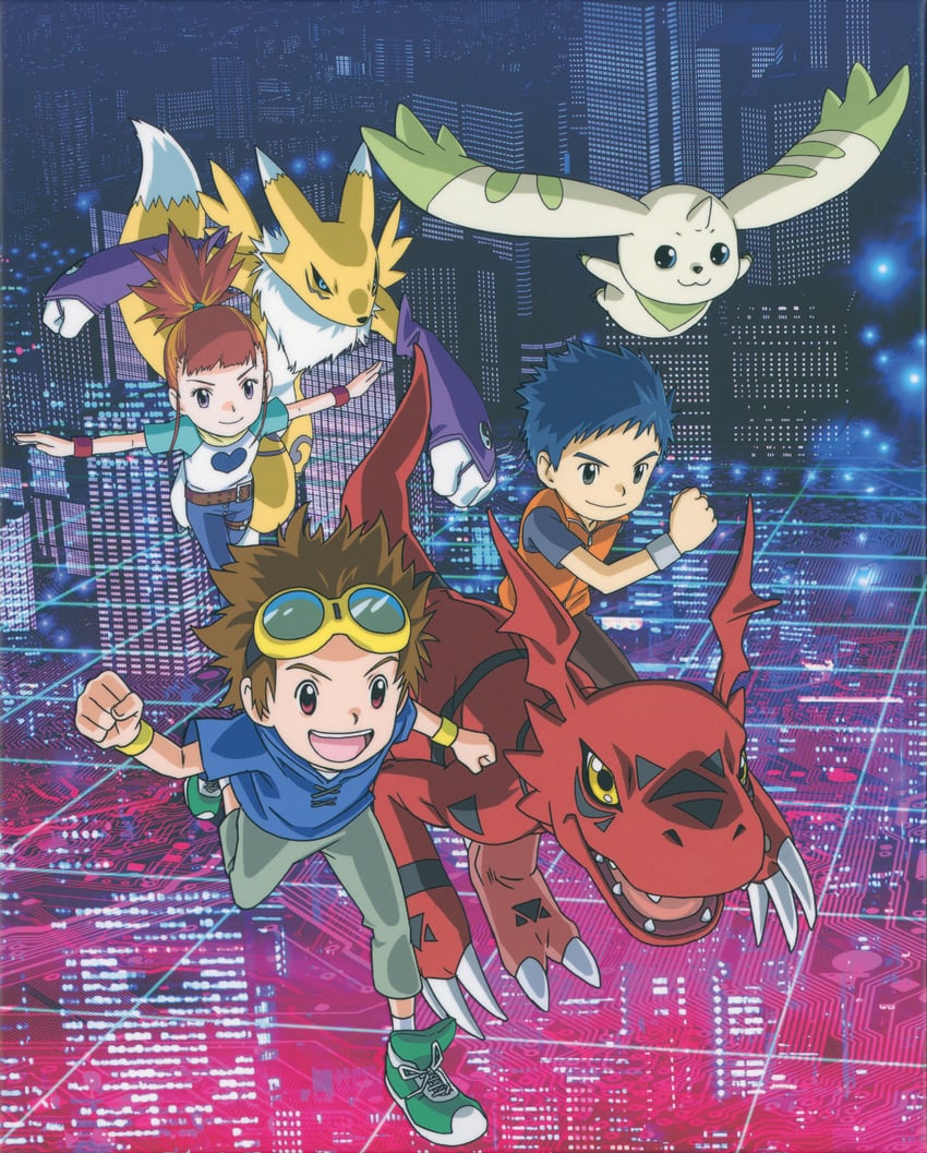 renamon, terriermon, makino ruki, guilmon, matsuda takato, and 1 more (digimon and 1 more)