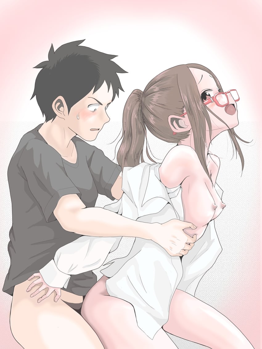 takagi-san and nishikata (karakai jouzu no takagi-san and 1 more) drawn by hatomugi_(user_datj4345)