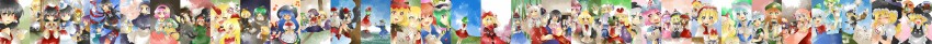 hakurei reimu, kirisame marisa, remilia scarlet, flandre scarlet, izayoi sakuya, and 58 more (touhou) drawn by hammer_(sunset_beach)