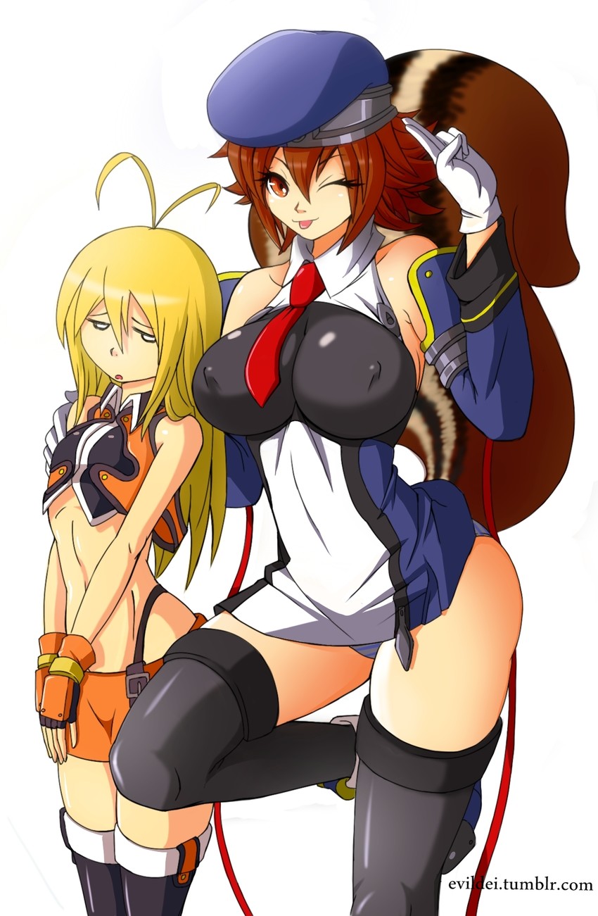 makoto nanaya and noel vermillion (blazblue) drawn by evil-dei