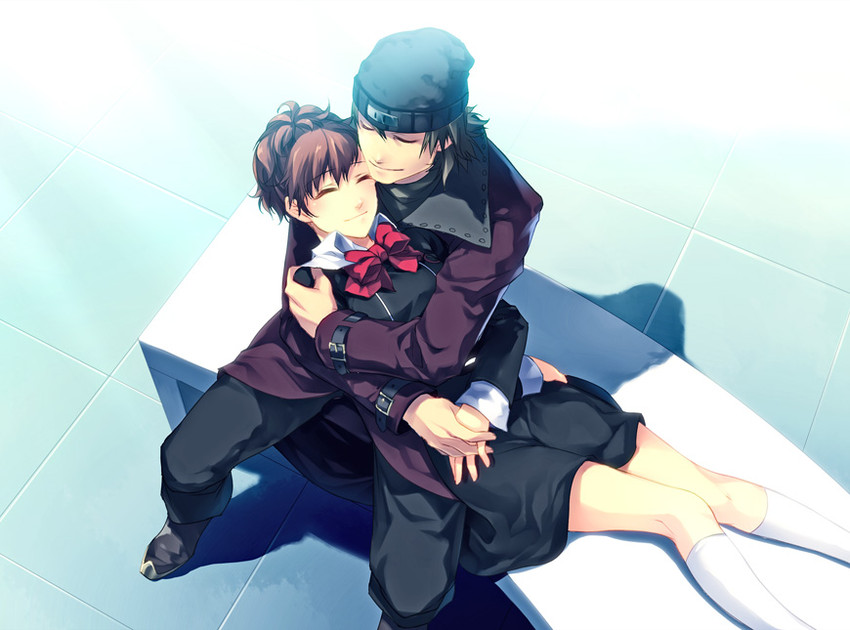 shiomi kotone and aragaki shinjirou (persona and 2 more) drawn by yoshi_(ta_ka)