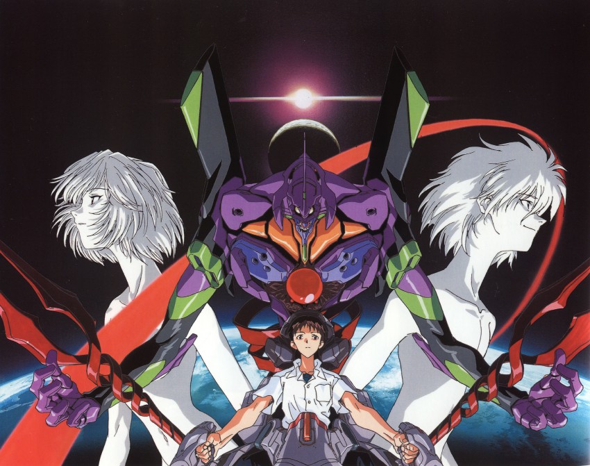 ayanami rei, ikari shinji, nagisa kaworu, eva 01, and lilith (neon genesis evangelion and 1 more)