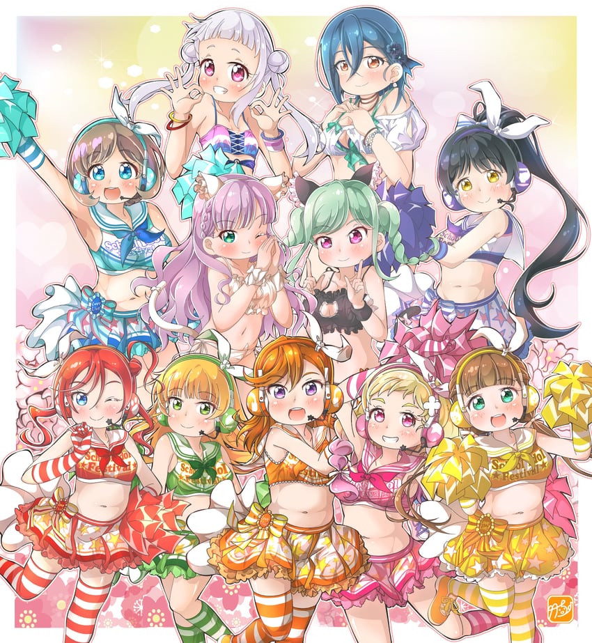 shibuya kanon, heanna sumire, tang keke, arashi chisato, hazuki ren, and 6 more (love live! and 3 more) drawn by takecho
