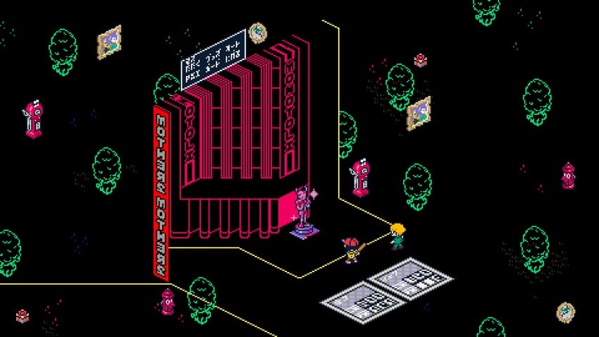 ness, jeff andonuts, mani mani statue, robo-pump, dali's clock, and 2 more (mother and 1 more) drawn by wanpaku_pixels