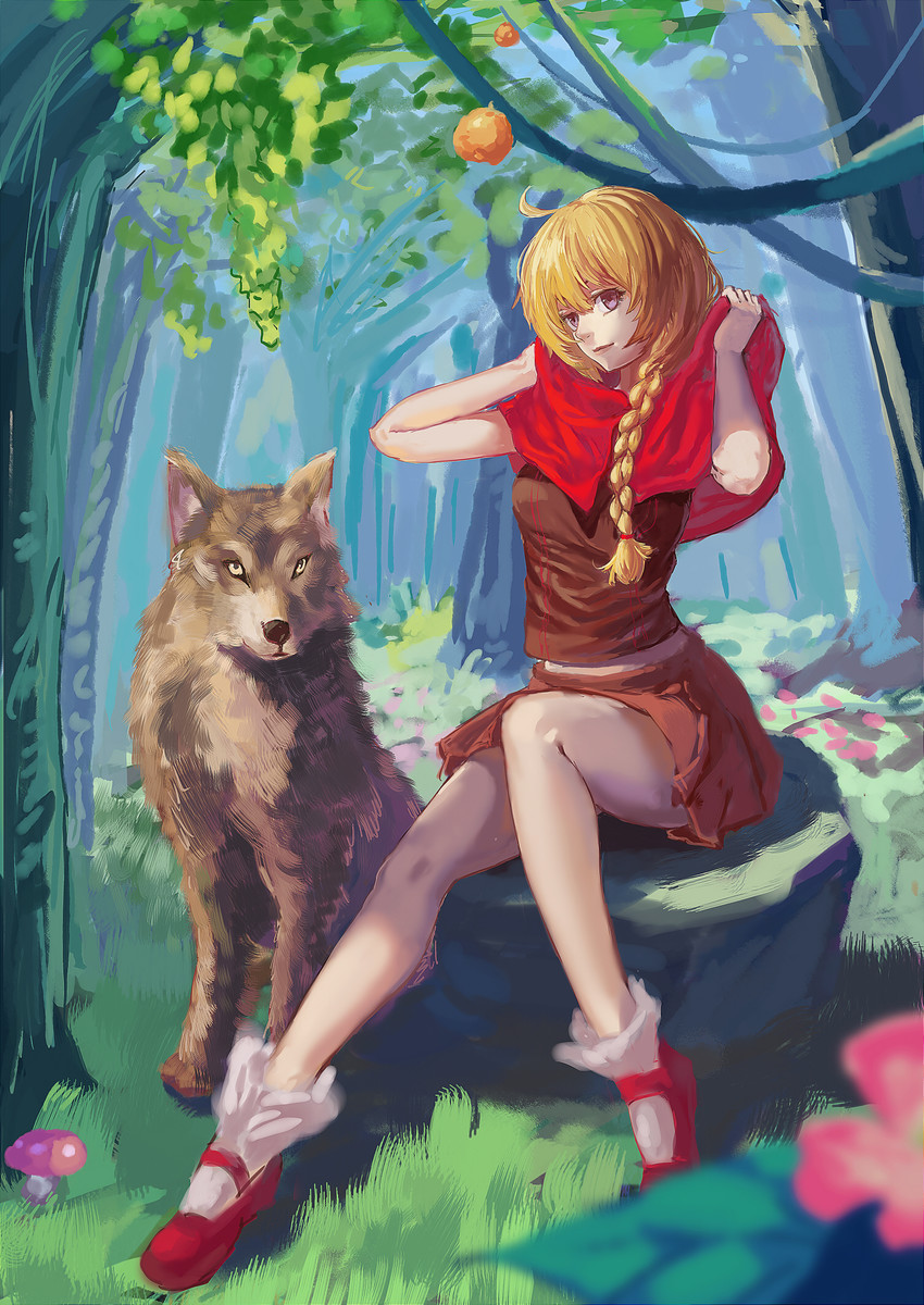 little red riding hood and big bad wolf (little red riding hood) drawn by yukiyo_(otca202)