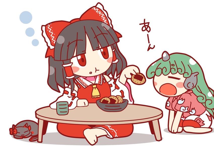 hakurei reimu, kaenbyou rin, and komano aunn (touhou) drawn by rokugou_daisuke