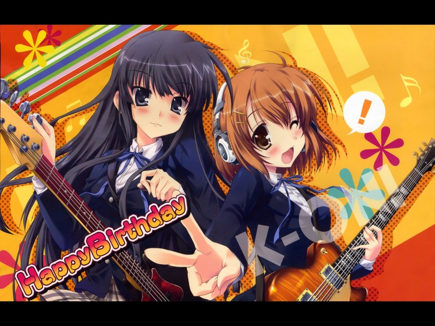 akiyama mio and hirasawa yui (k-on!) drawn by maruchan.
