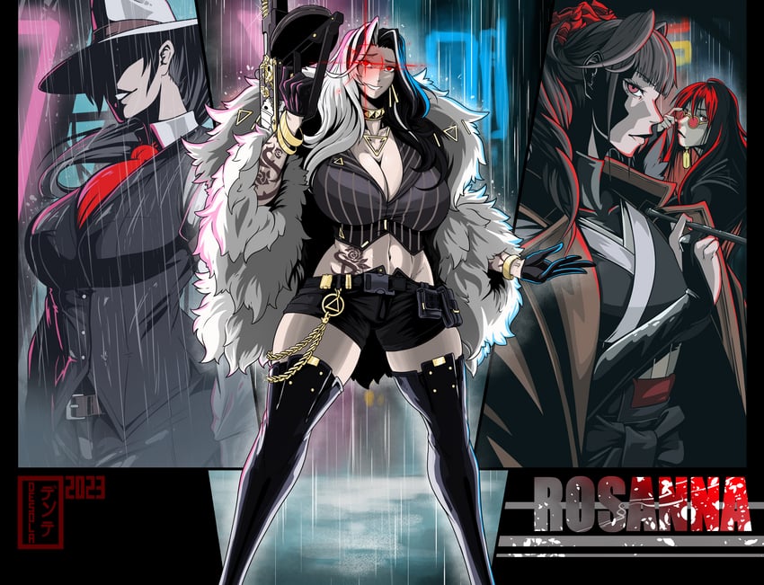rosanna, sakura, and moran (goddess of victory: nikke) drawn by desola