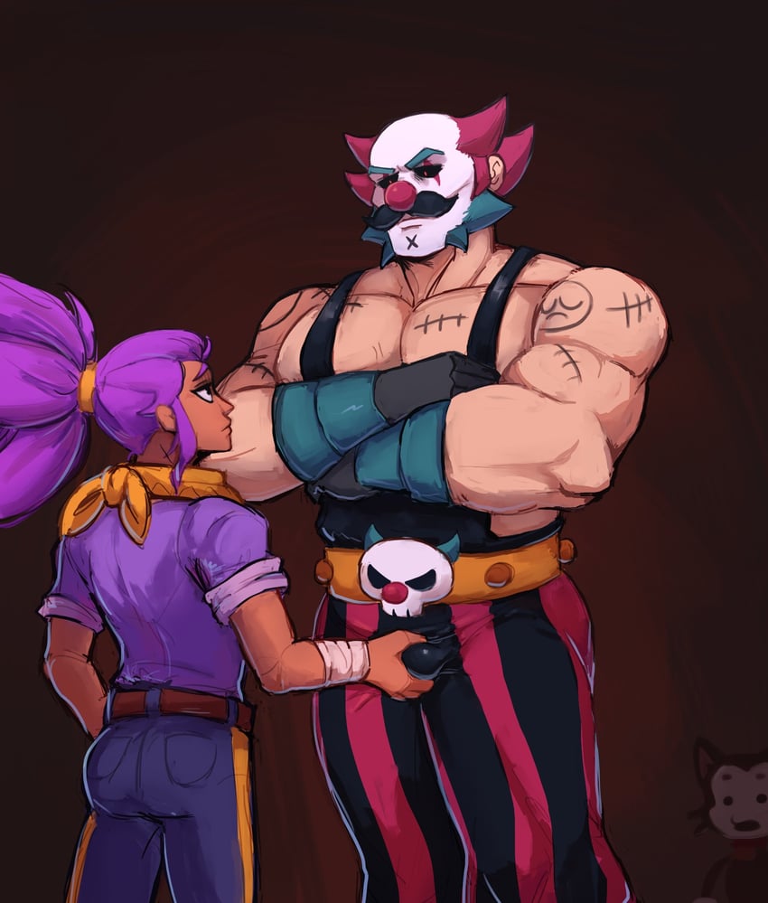 shelly, sam, kit, and dark clown sam (brawl stars) drawn by bobbyvosk
