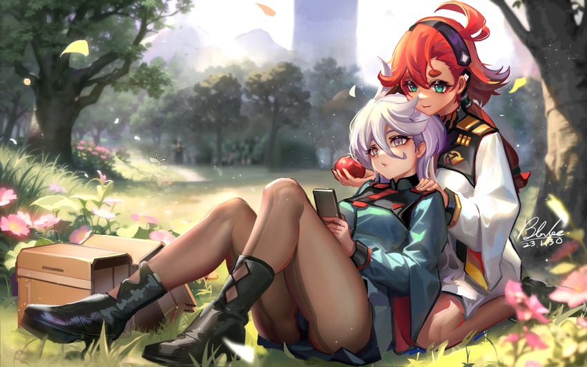 suletta mercury and miorine rembran (gundam and 1 more) drawn by qblade