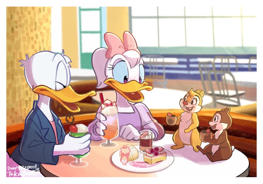 donald duck, daisy duck, chip, and dale (mickey mouse & friends) drawn by takatmaorange