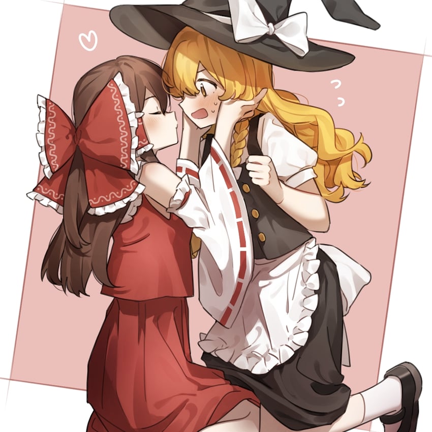 hakurei reimu and kirisame marisa (touhou) drawn by inuko_(ink0425)
