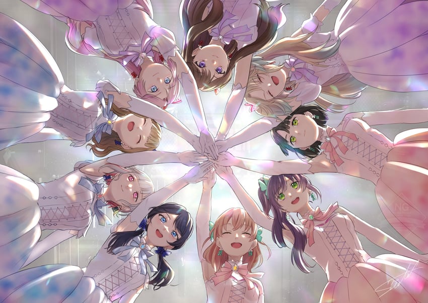 hinoshita kaho, fujishima megumi, otomune kozue, murano sayaka, yugiri tsuzuri, and 4 more (love live! and 1 more) drawn by suito