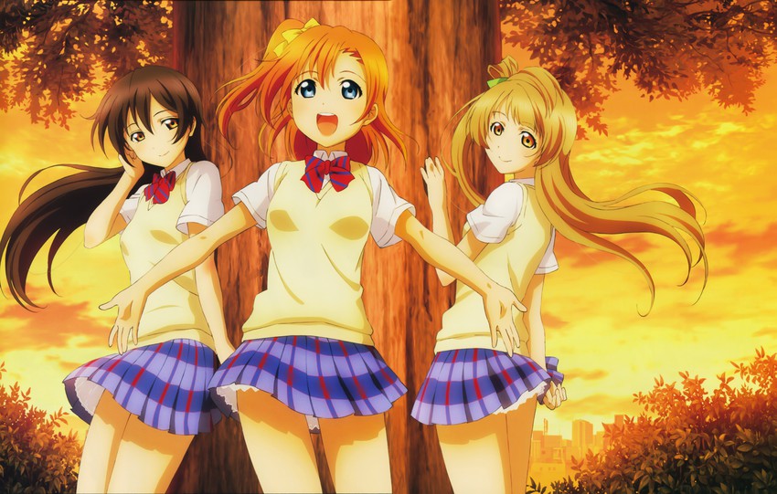 sonoda umi, minami kotori, and kosaka honoka (love live! and 1 more) drawn by amisaki_ryouko