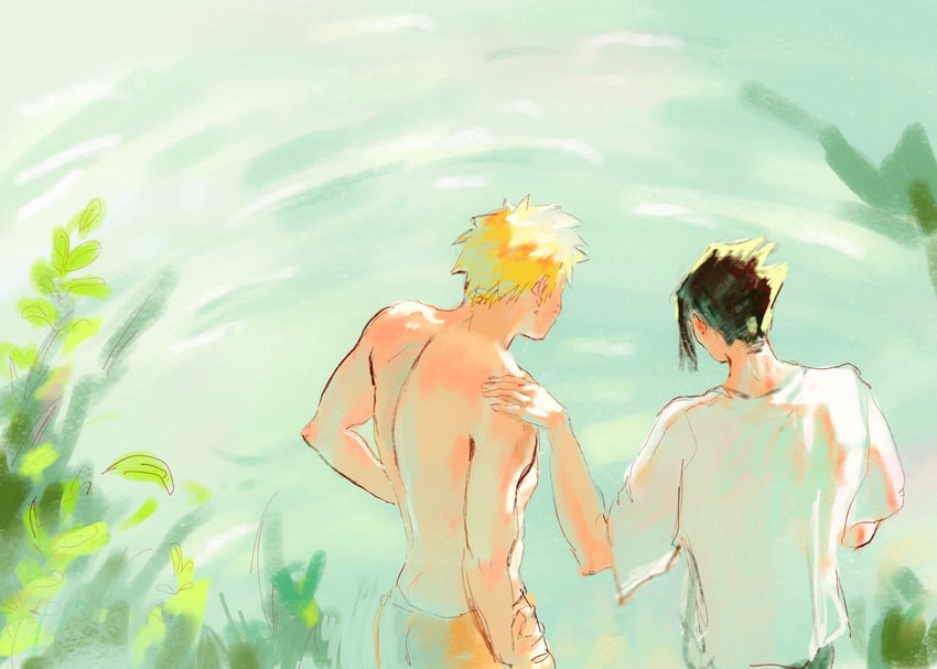 uzumaki naruto and uchiha sasuke (naruto) drawn by iri_iri