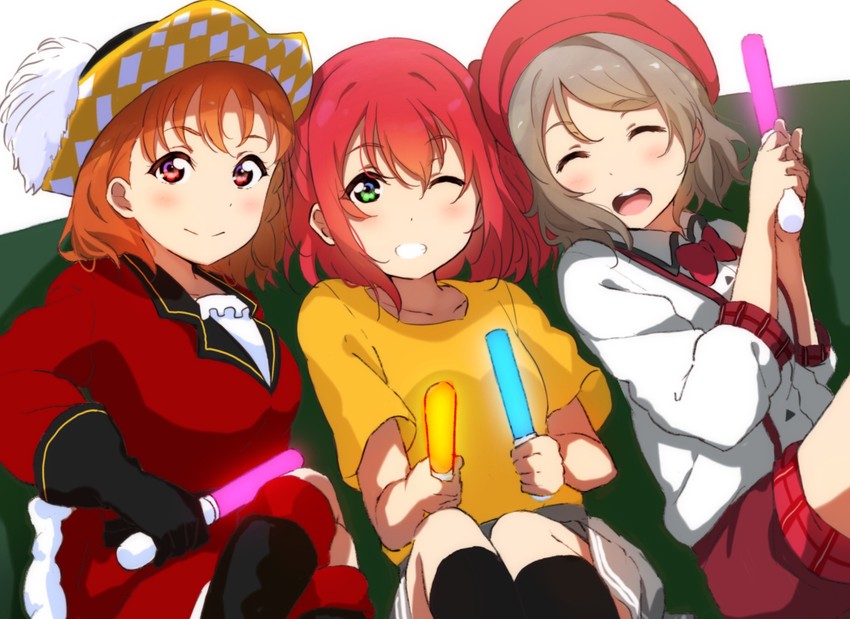 watanabe you, takami chika, and kurosawa ruby (love live! and 1 more) drawn by icehotmilktea