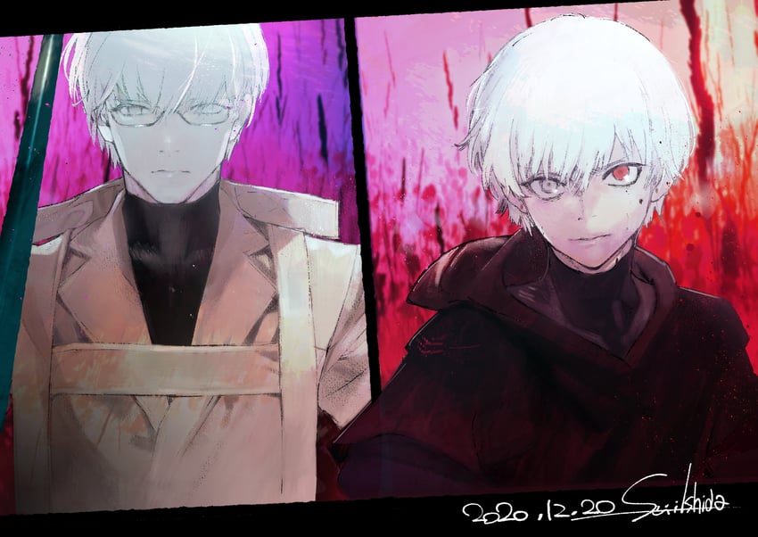 kaneki ken and arima kishou (tokyo ghoul) drawn by ishida_sui