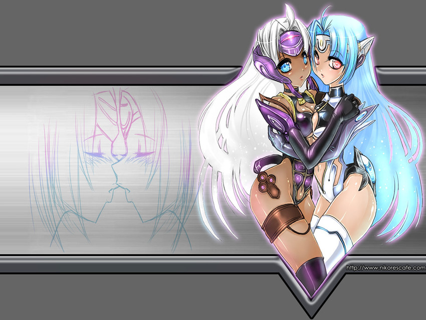 kos-mos, t-elos, and kos-mos ver. 3 (xenosaga and 1 more) drawn by neolucky
