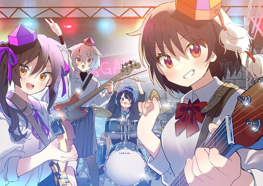 shameimaru aya, inubashiri momiji, himekaidou hatate, and iizunamaru megumu (touhou) drawn by tamagogayu1998