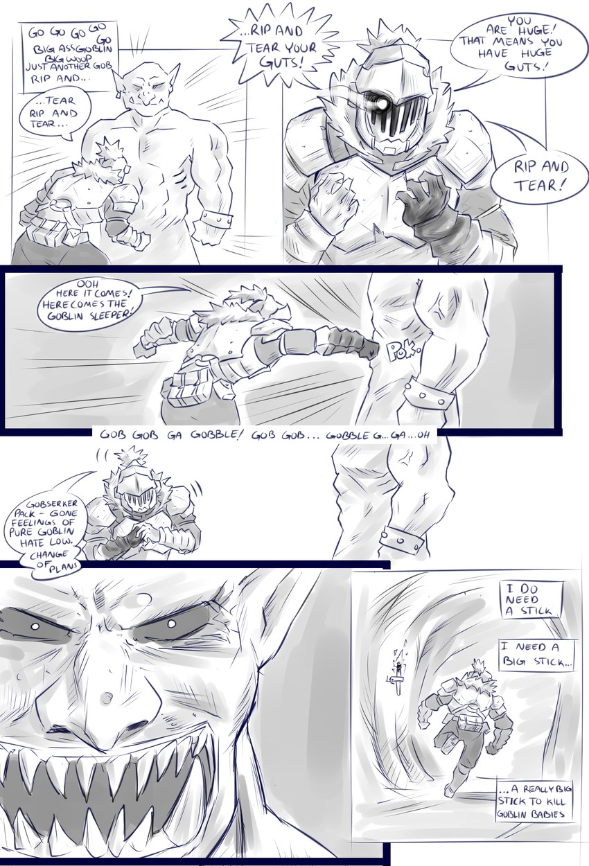 doomguy and goblin slayer (goblin slayer! and 1 more) drawn by the_lewdest