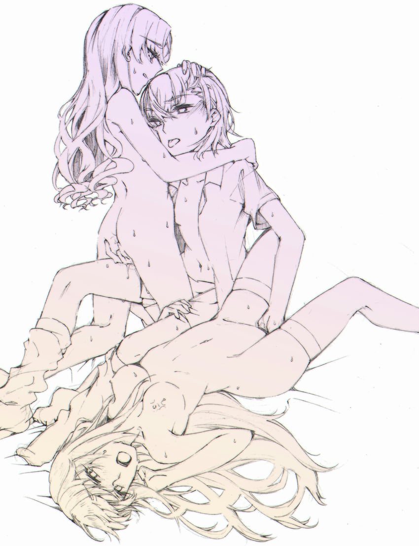 misaka mikoto, shirai kuroko, and shokuhou misaki (toaru majutsu no index and 1 more) drawn by higashizukihi_sei